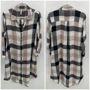 Matchpoint linen plaid tunic dress